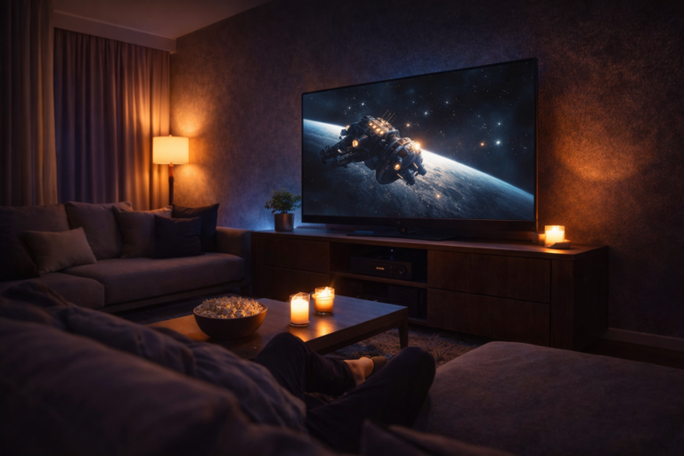 Cosy Movie Night in Modern Living Room